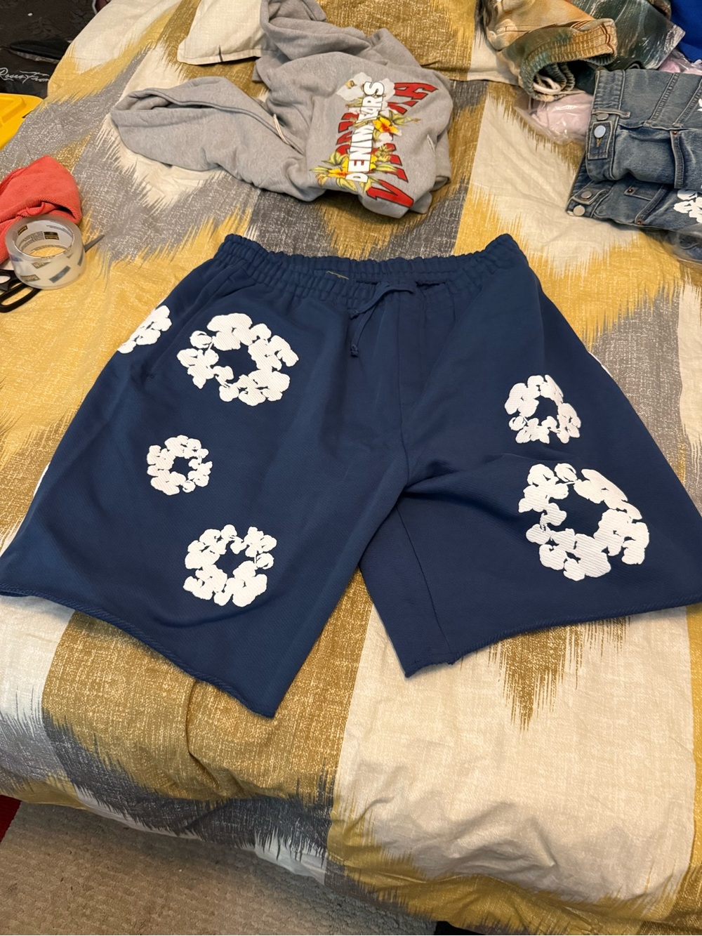 Denim Tears Cotton Wreath Men’s Blue Shorts Size XL